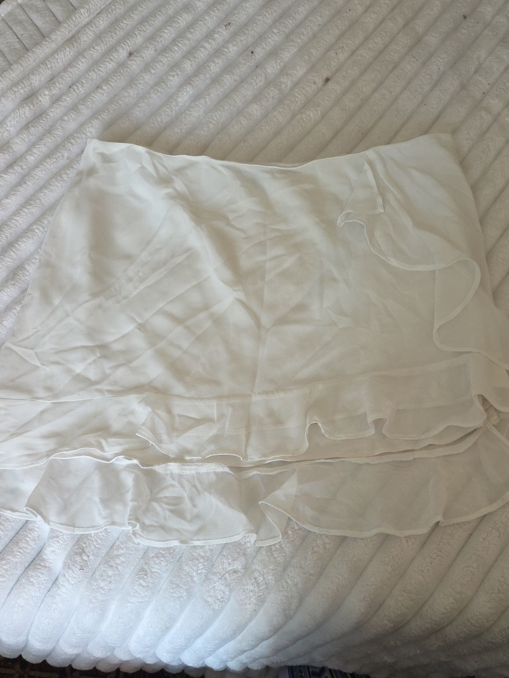 White Layered Ruffle Mini Skirt - Women's
